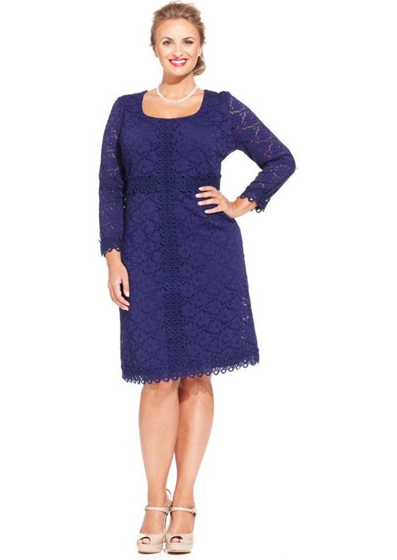 Alfani Alfani Plus Size Three-Quarter-Sleeve Lace Dress | Dresses