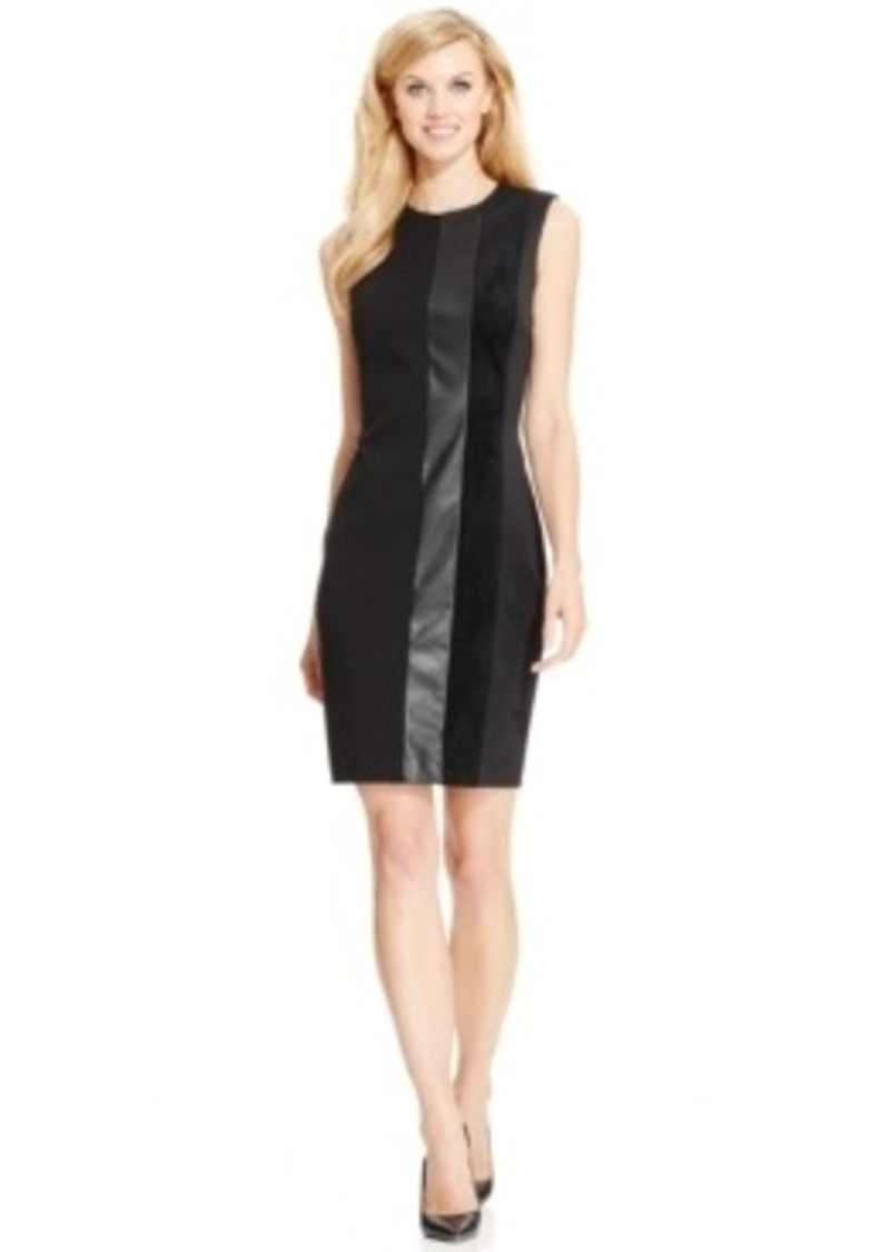 Calvin Klein Calvin Klein Faux-Leather Combo Sheath Dress | Dresses