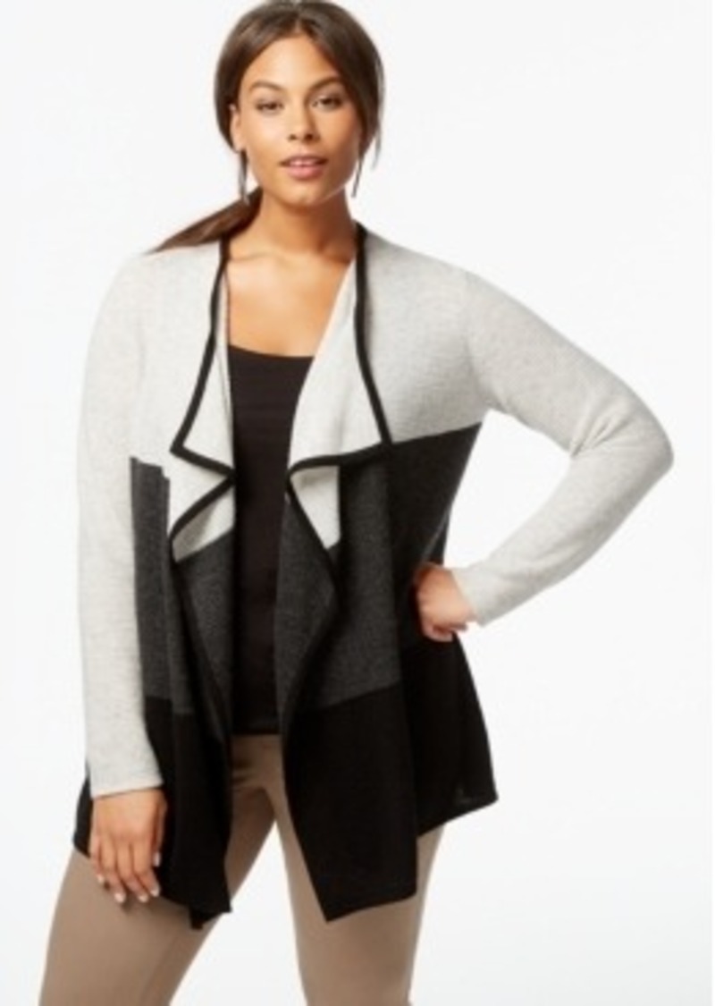 Charter Club Charter Club Plus Size Cashmere Colorblocked Cardigan