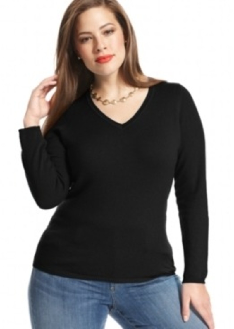Charter Club Plus Size Cashmere VNeck Sweater In 16 Colors, Only at Macy's