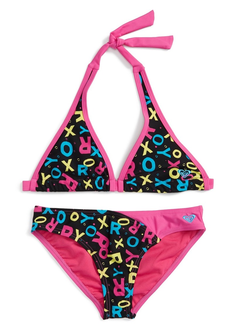 Roxy Roxy 'Pop Logo' TwoPiece Swimsuit (Big Girls) Swimwear Shop