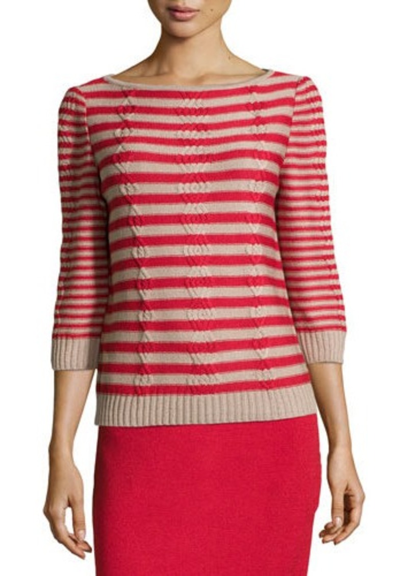 St. John St. John Striped CableKnit Sweater Sweaters Shop It To Me