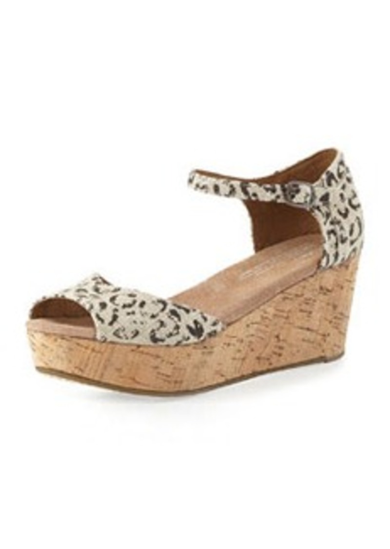 ... Shoes Shoes Sale (Women's) â€º TOMS Leopard-Print Cork Platform Wedge